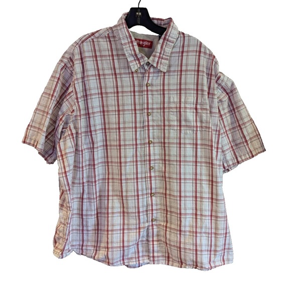 Wrangler Short Sleeve Button Down Shirt‎ Men's 3XL Red HSP7HTR Western Plaid - Picture 1 of 5